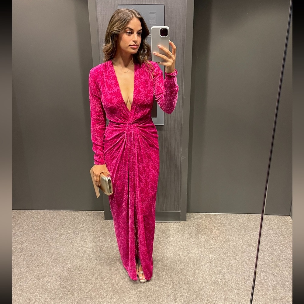 Veronica beard pink velvet gown